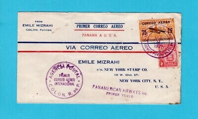 PANAMA first flight 1929 Colon to USA by PanAmerican