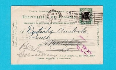 PANAMA CANAL ZONE postal card 1929 to New Orleans - Germany