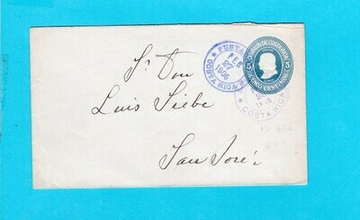 COSTA RICA envelope 1906 Puntas Arenas to San José