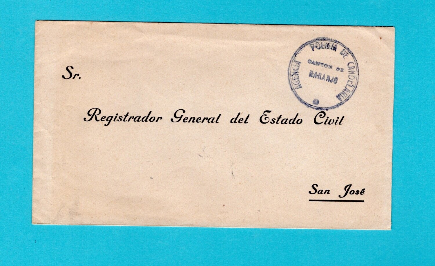 COSTA RICA official envelope Policia de Candelaria