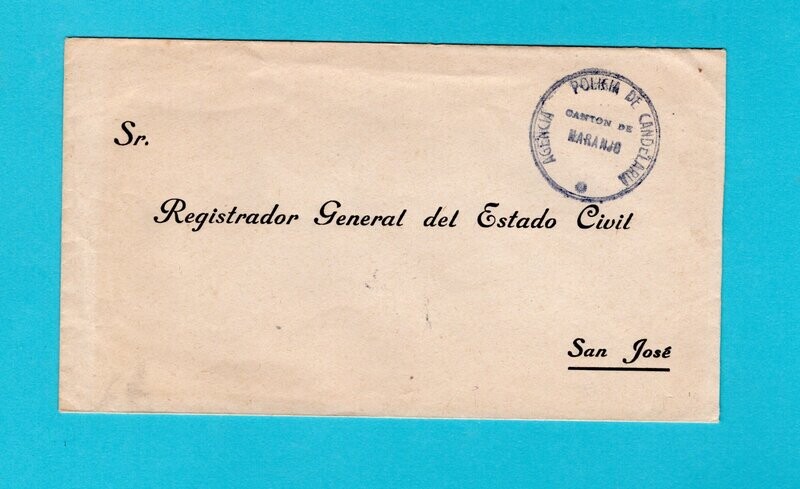COSTA RICA official envelope Policia de Candelaria