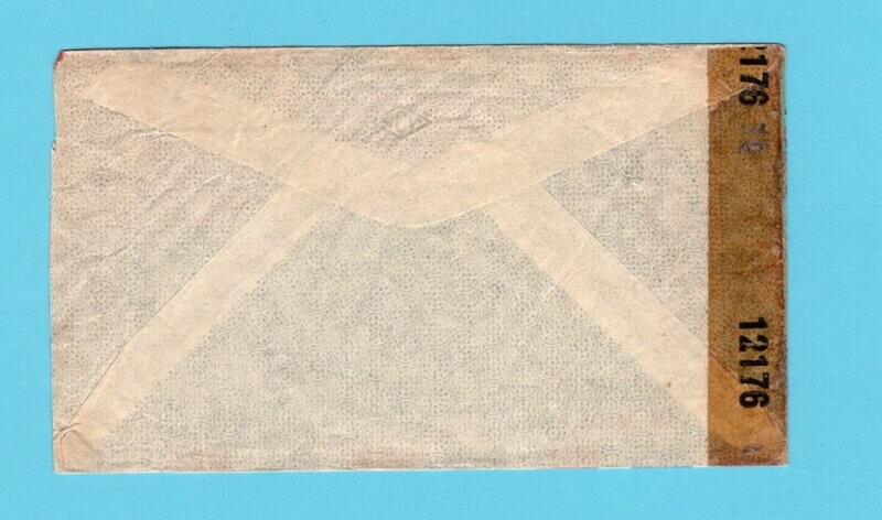 COSTA RICA censor air cover 1943 San Jose to USA