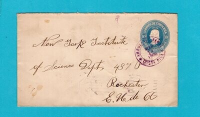 COSTA RICA envelope 1909 traincancel Ambulante RAMAL to USA