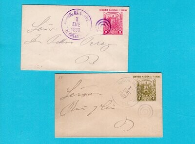 El Salvador 2 postal envelopes 1897 - 1898 El Chilamatal