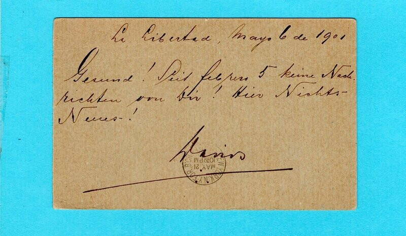EL SALVAOR postal card 1901 La Libertad to Germany