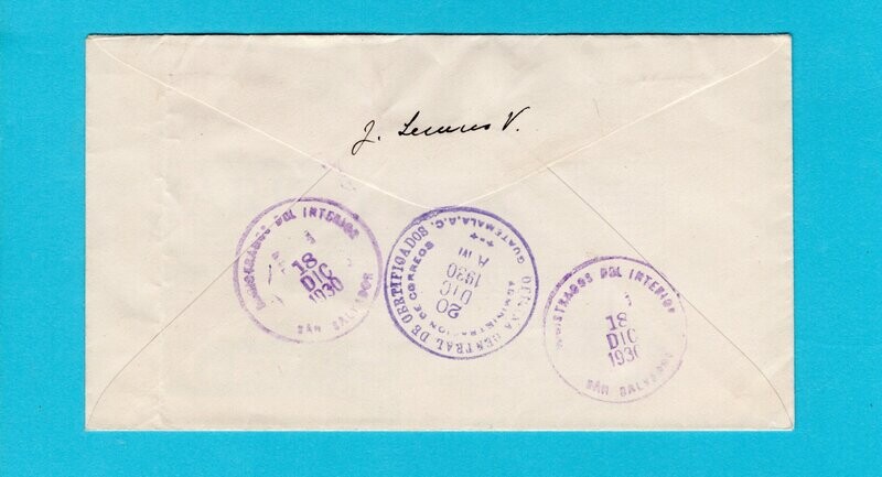 EL SALVADOR R cover 1930 La Libertad to Guatemala