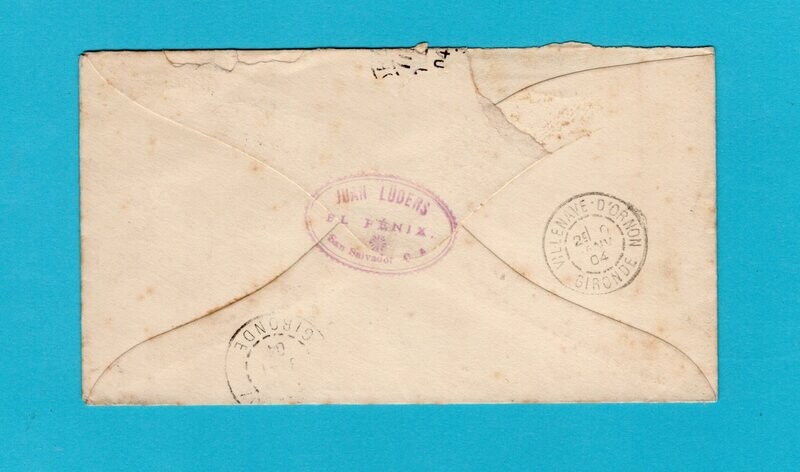 EL SALVADOR postal envelop 1903 San Salvador to France