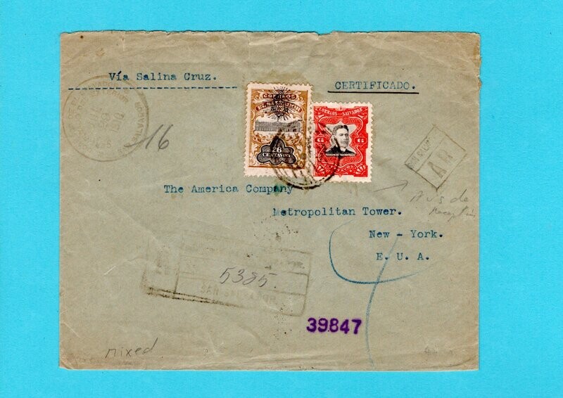 EL SALVADOR AR cover 1910 San Salvador to USA
