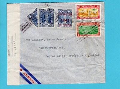 GUATEMALA air censored cover 1942 with bisect to Argentina
