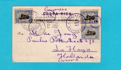 GUATEMALA Expres PPC Punta Arenas 1906 to Netherlands