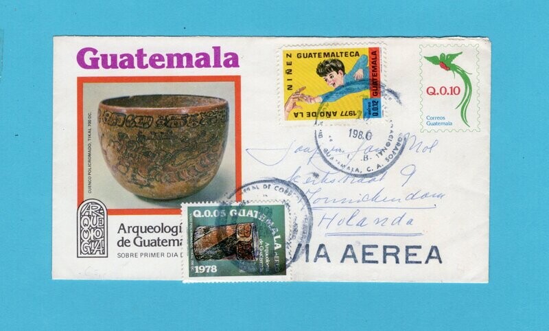 GUATEMALA postal envelope 1980  Guatemala to Netherlands