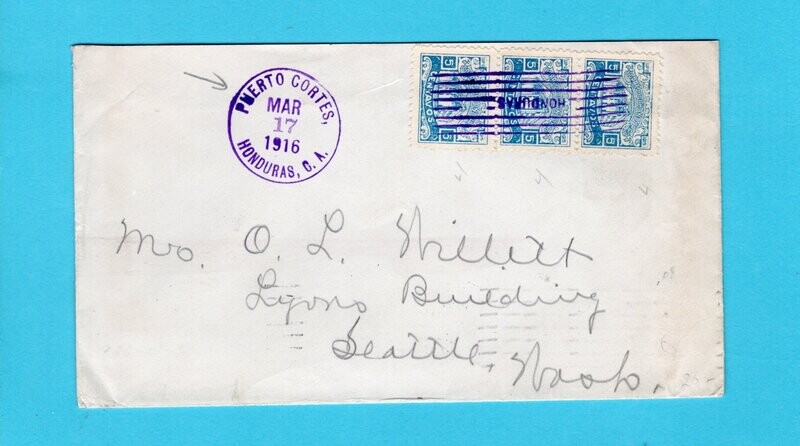 HONDURAS cover 1916 Puerto Cortes to USA