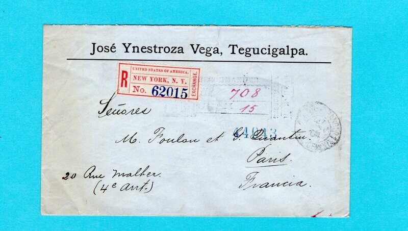 HONDURAS R cover 1904 Tegucigalpa to France