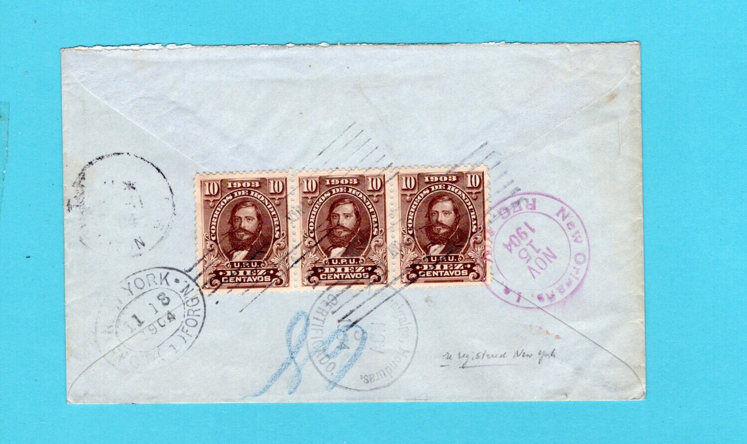 HONDURAS R cover 1904 Tegucigalpa to France