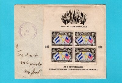 HONDURAS R FDC 1940 Tegucigalpa sheetlet PanAmerican Union
