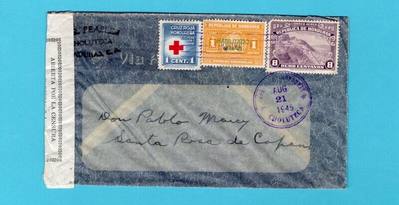 HONDURAS censor air cover 1945 Choluteca