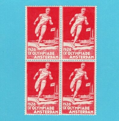 OLYMPIADE poster stamp Amsterdam 1928 in blok van 4 **