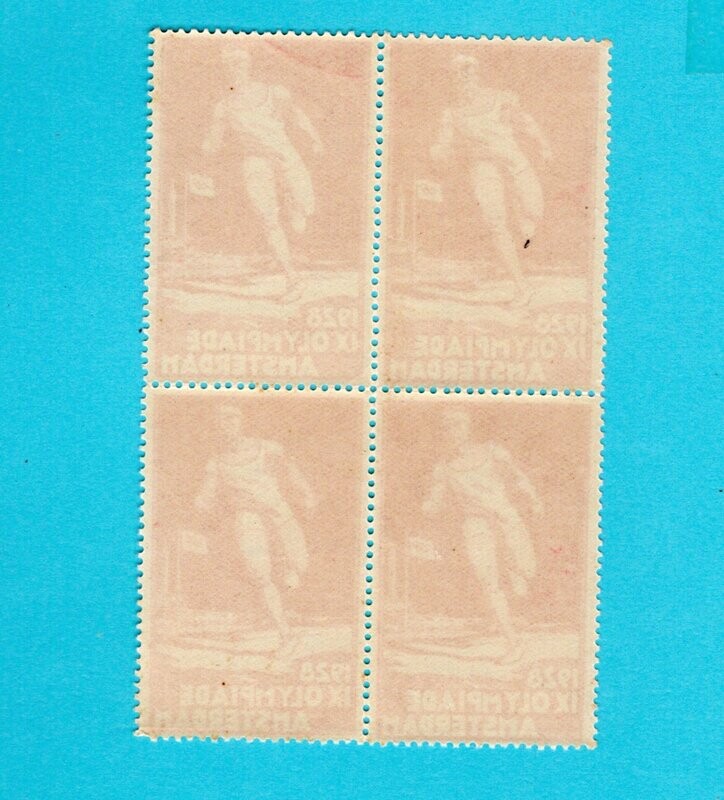 OLYMPIADE poster stamp Amsterdam 1928 in blok van 4 **