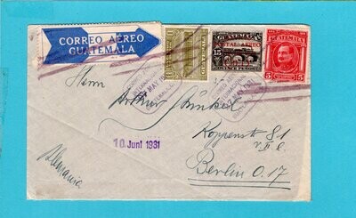 GUATEMALA cancelled airmail cover 1931 to Germany