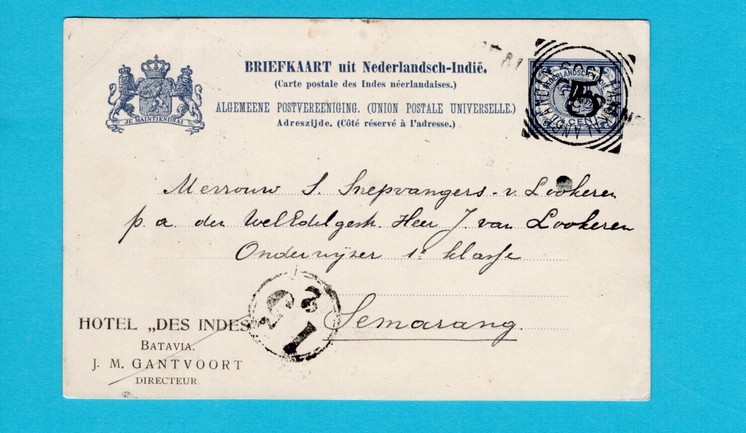 NETHERLANDS EAST INDIES card 1909 Koeala Simpang - Pankalan