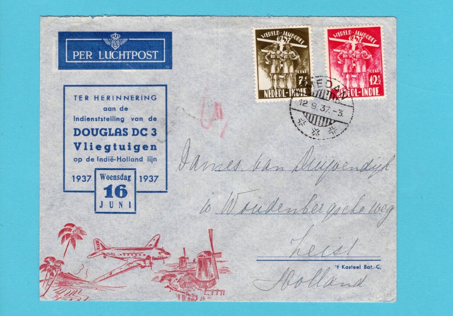 NETHERLANDS EAST INDIES cover Jamboree 1937 Medan to Zeist