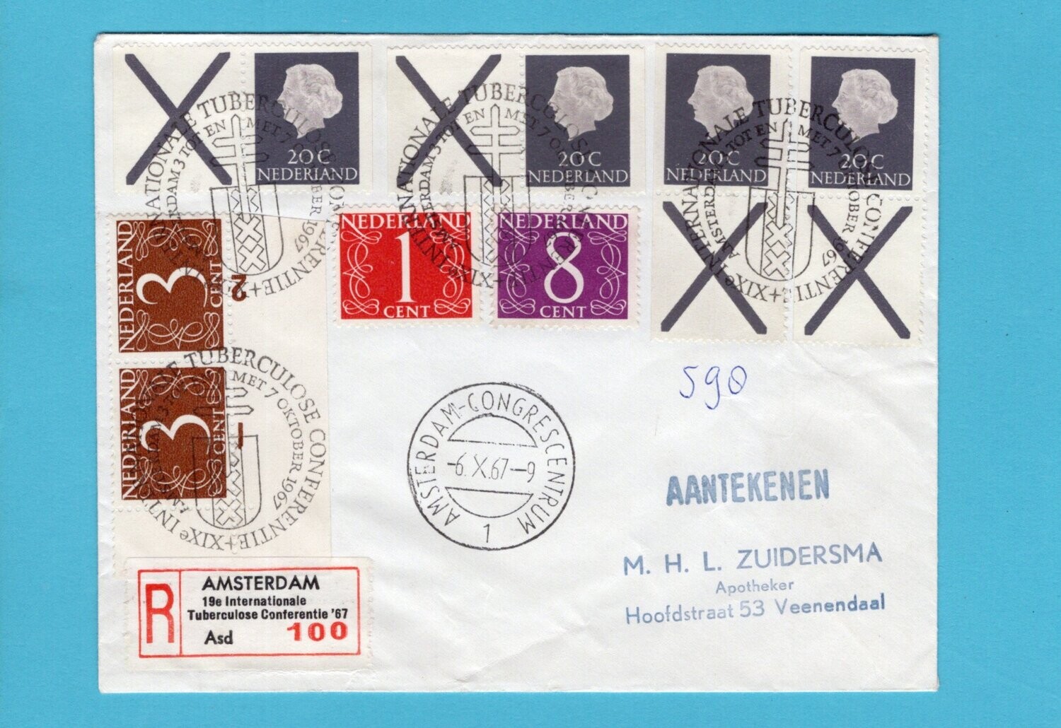 NEDERLAND R brief Tuberculose 1967 Amsterdam