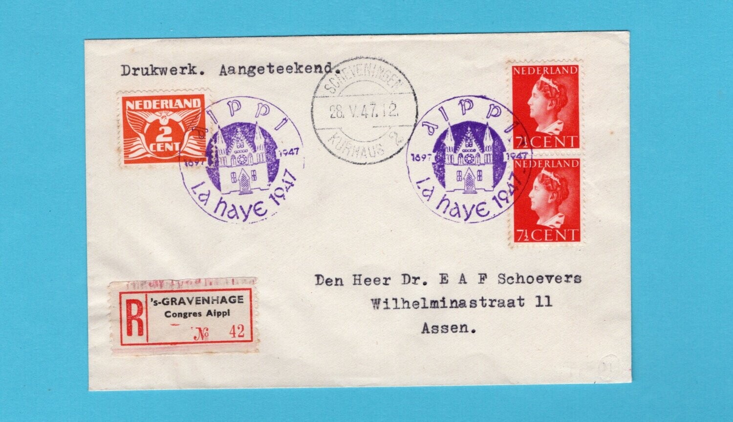 NEDERLAND R brief Aippi congres 1947 &#39;s Gravenhage