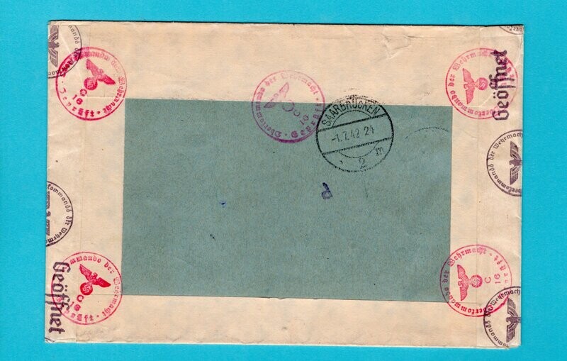 NEDERLAND censuur R expres brief 1942 Amsterdam naar Duitsland