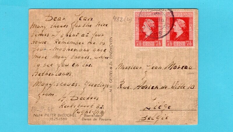 NEDERLAND prentbriefkaart 1945 's Hertogenbosch-Station open "4"