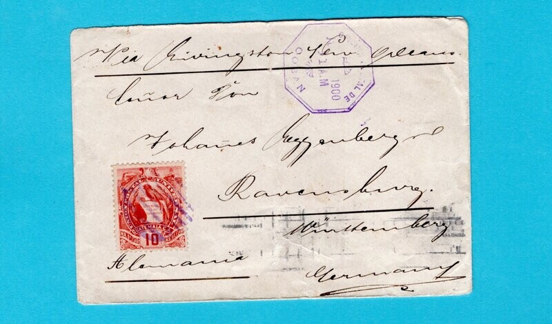 GUATEMALA cover 1900 Coban to Ravensburg, Germany