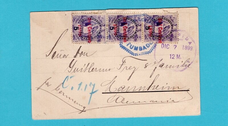 GUATEMALA PPC 1899 Tumbador San Marcos to Germany