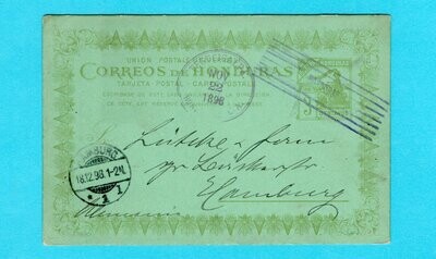HONDURAS postal card 1898 Tegucigalpa to Hamburg, Germany