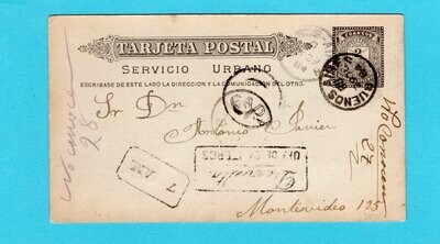ARGENTINA postal card 1884 Buenos Aires by Oficina de Listas