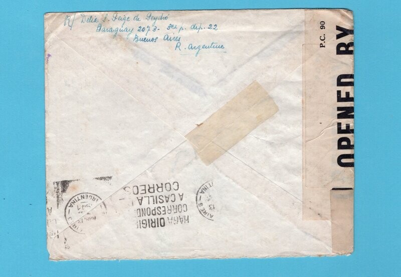 ARGENTINA censored cover 16-V-1940 BA to France service suspended
