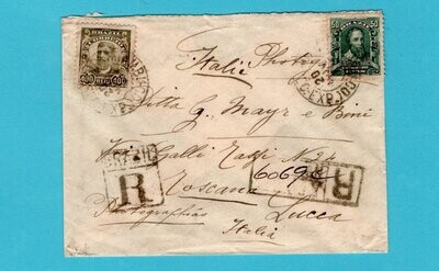BRAZIL R cover 1909 Pernambuco to Lucca, Italy
