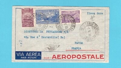 BRAZIL air cover 1933 Salvador to France
