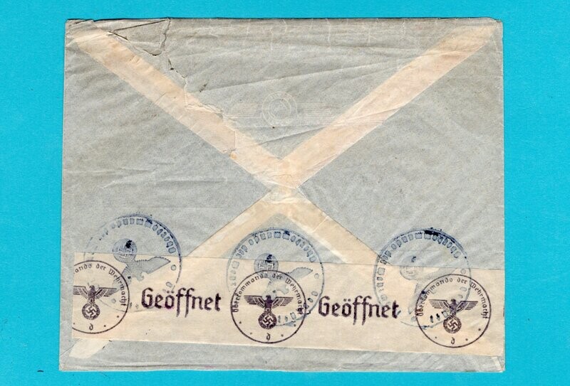 BRAZIL LATI air censor cover 1941 Distr. Fed to Vienna, Germany
