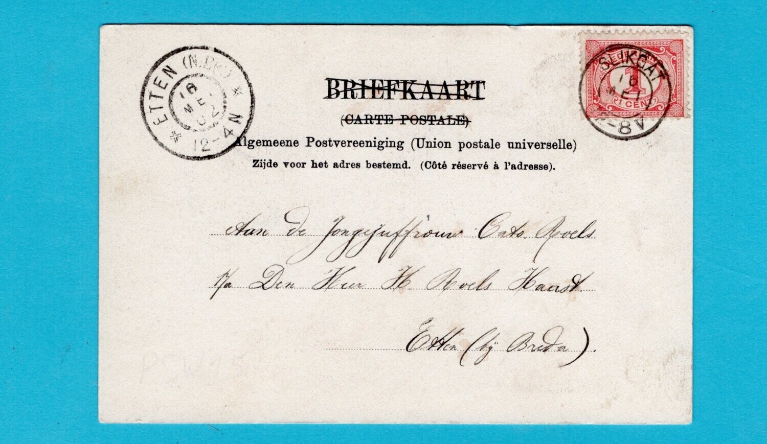 NEDERLAND prentbriefkaart 1902 Slikgat naar Etten (NB)