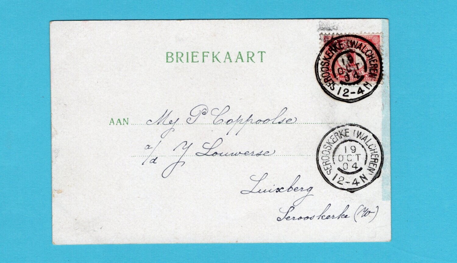 NEDERLAND prentbriefkaart 1904 Serooskerke (Walcheren) grootrond