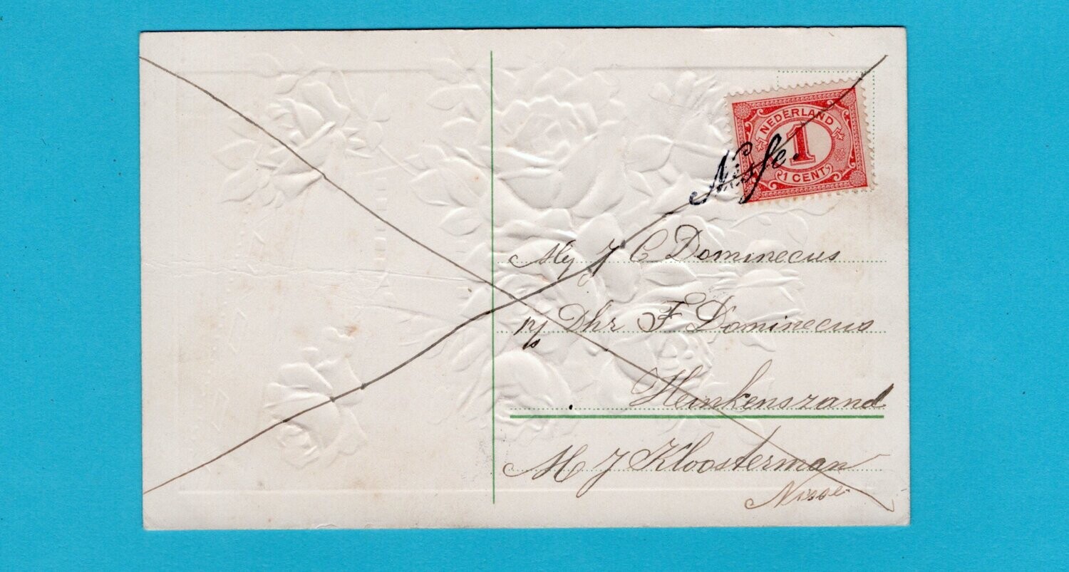 NEDERLAND nieuwjaarskaart ca 1905 Nisse langstempel