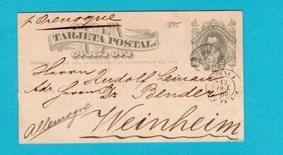 ARGENTINA postal cad 1885 BA by French packet Ligne J to Germany