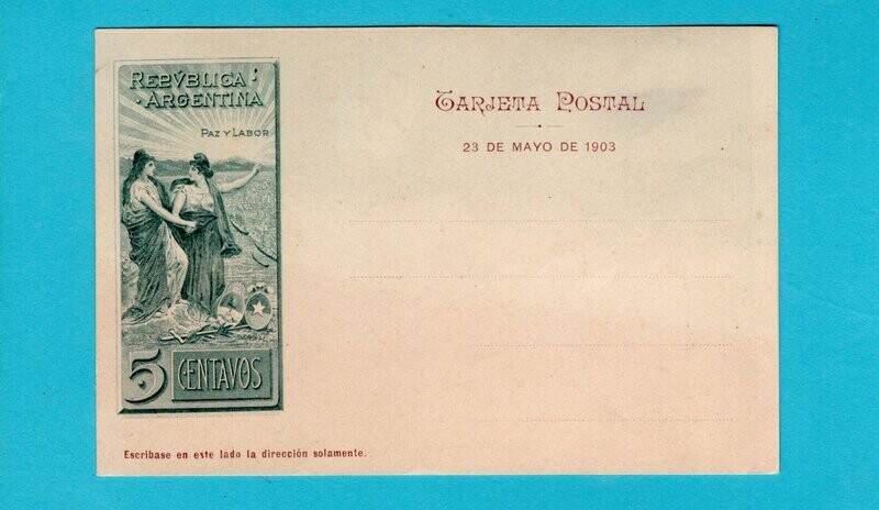 ARGENTINA illustrated postal card Rio Tarde 1903 MNH **