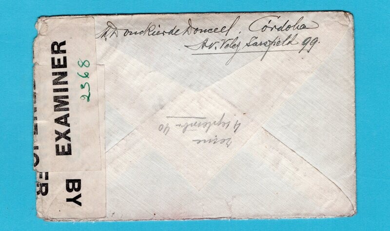 ARGENTINA censor cover 1940 Cordoba to Hasselt, Belgium