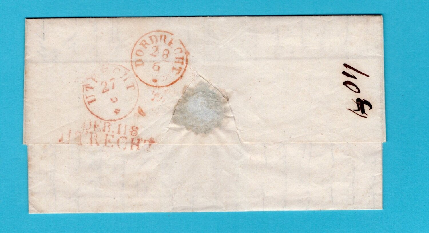 NEDERLAND brief 1844 Alphen met Déb 118/Utrecht naar Dordrecht