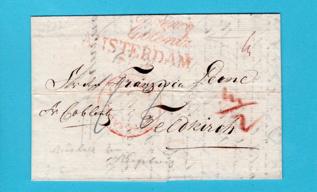 NEDERLAND brief 1827 Amsterdam - Franco Coblentz naar Feldkirch