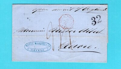 CUBA cover sheet 1861 Havanna over USA to Havre, France