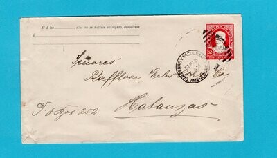 CUBA postal envelope 1914 Ambulante Cardenas y Yaguaramas