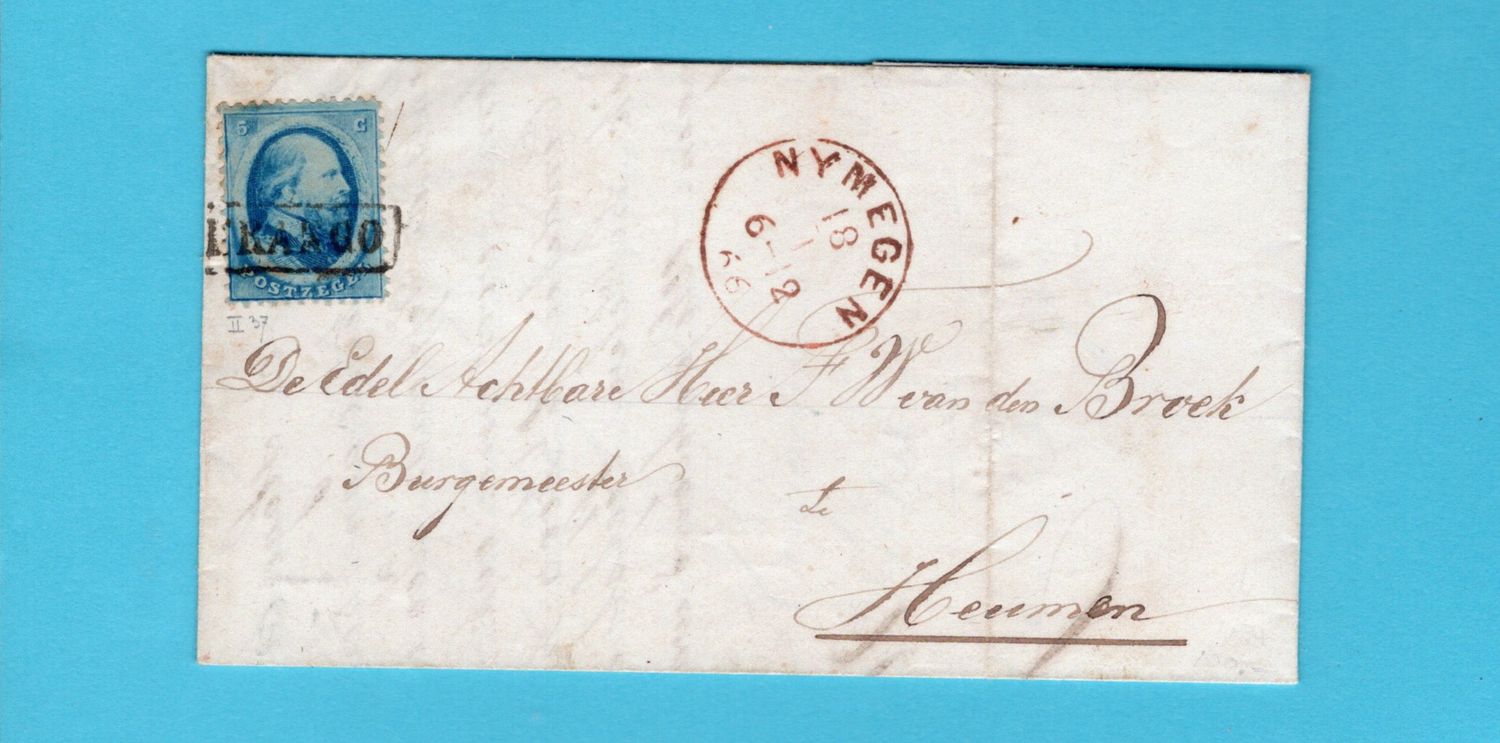 NEDERLAND brief 1866 Nijmegen naar Heumen