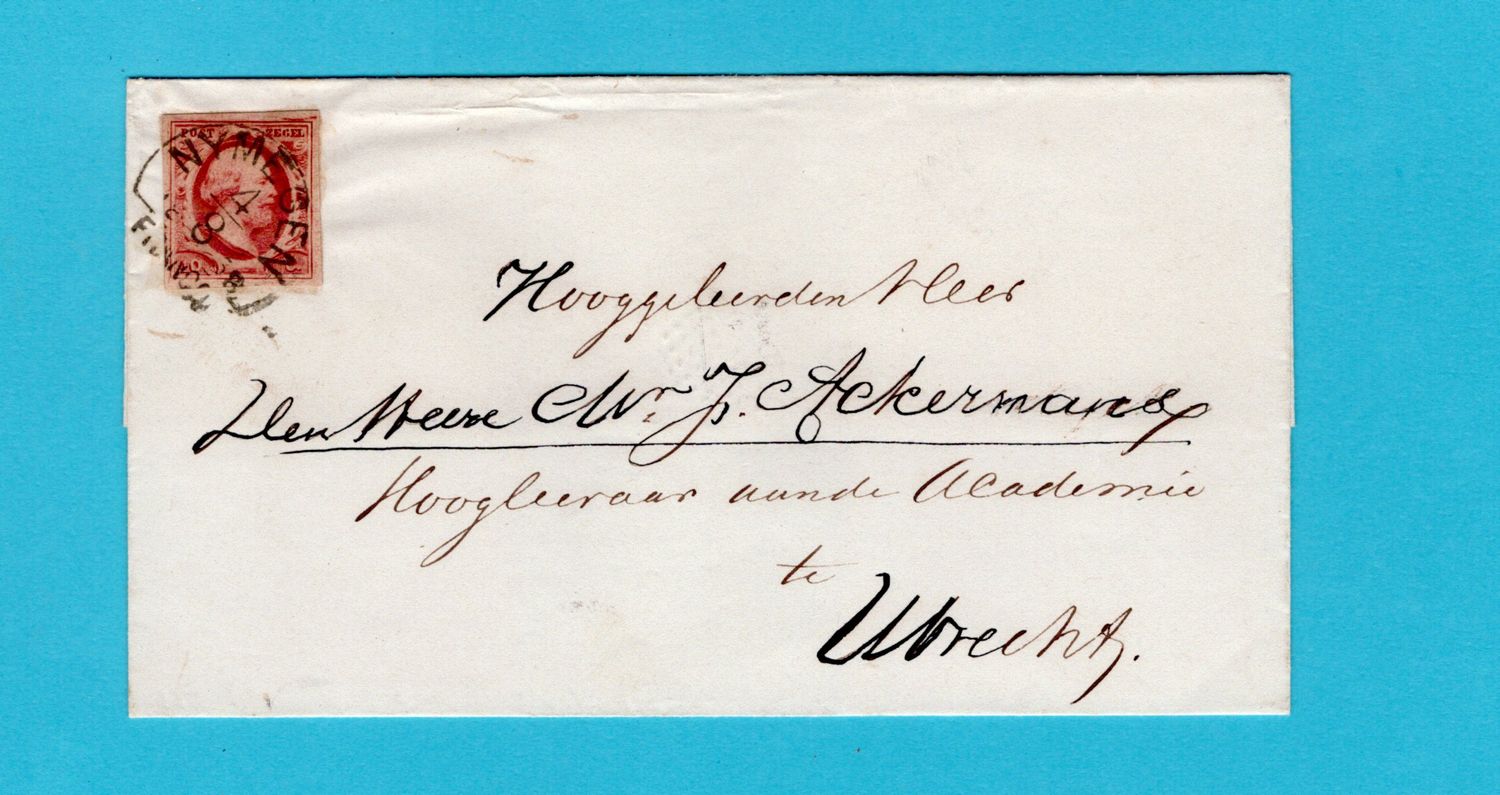 NEDERLAND briefomslag 1858 Nijmegen naar Utrecht