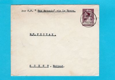 CURAÇAO envelop 1938 Curaçao per s.s. Sn Antonio naar Soest